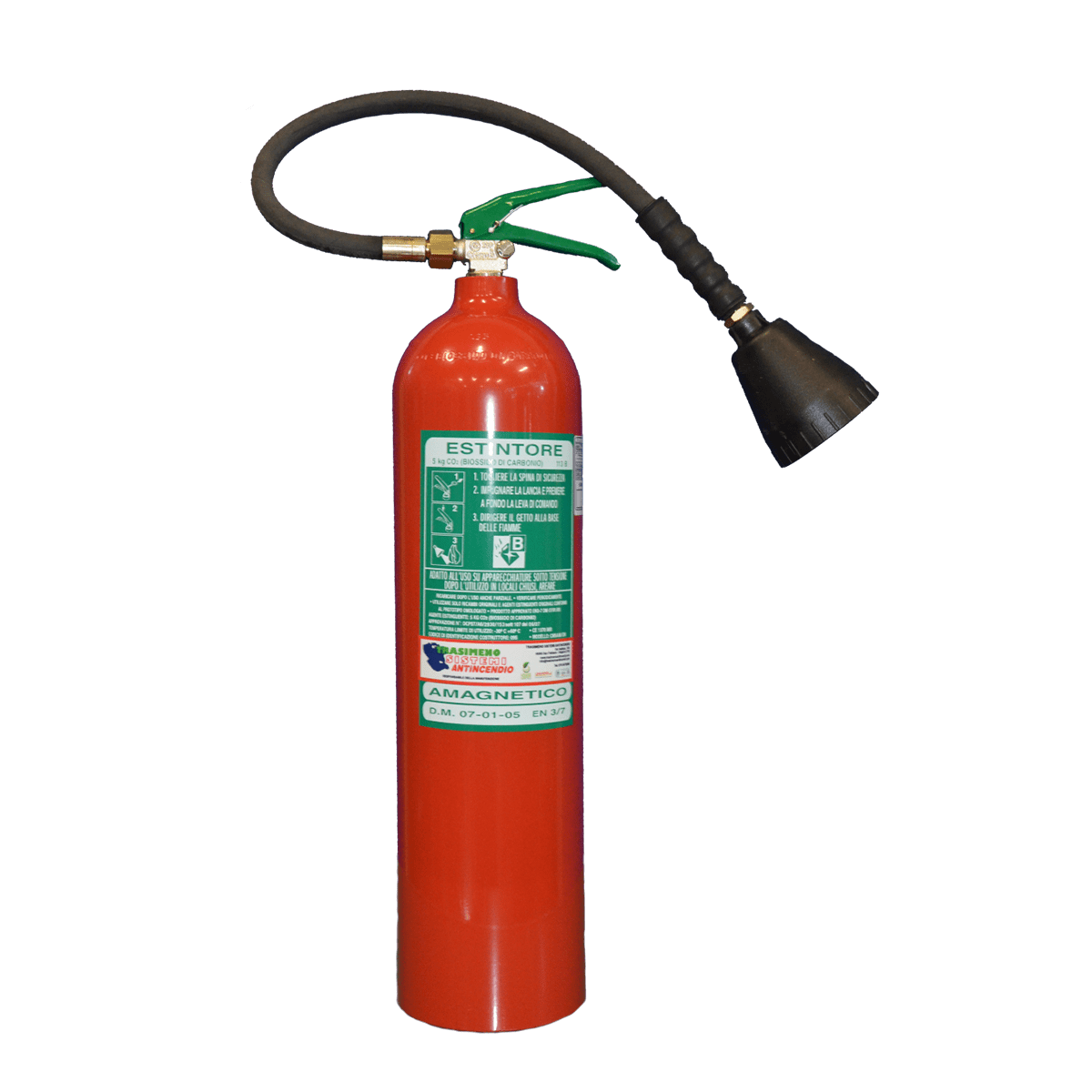 Estintore A CO2 AMAGNETICO - 5 Kg - Classe Di Fuoco 113B